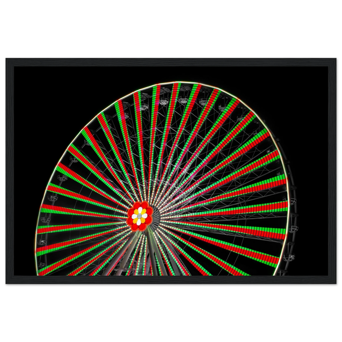 Circle of Joy – Vienna Ferris wheel night lights photography photo print in a wooden frame