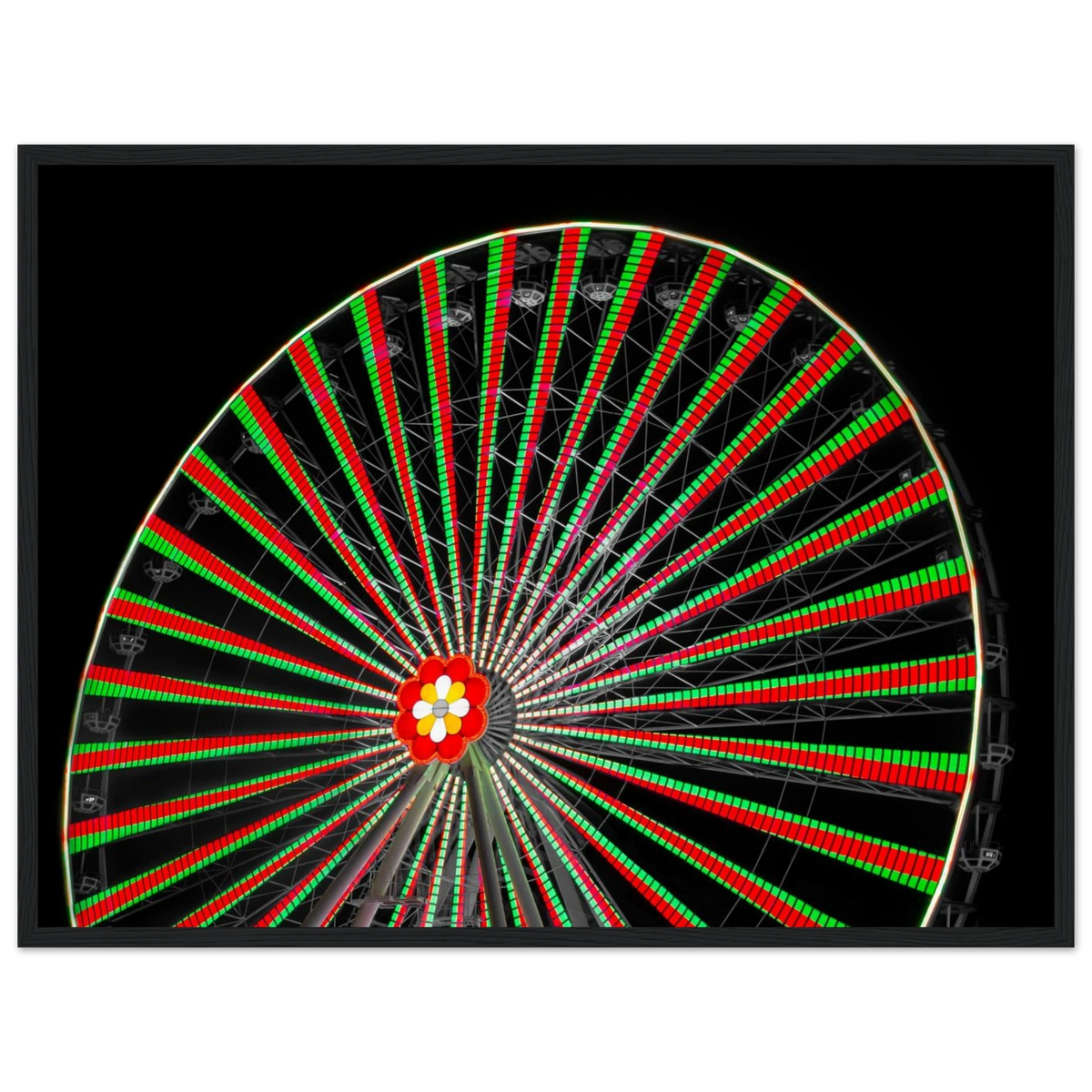 Circle of Joy – Vienna Ferris wheel night lights photography photo print in a wooden frame