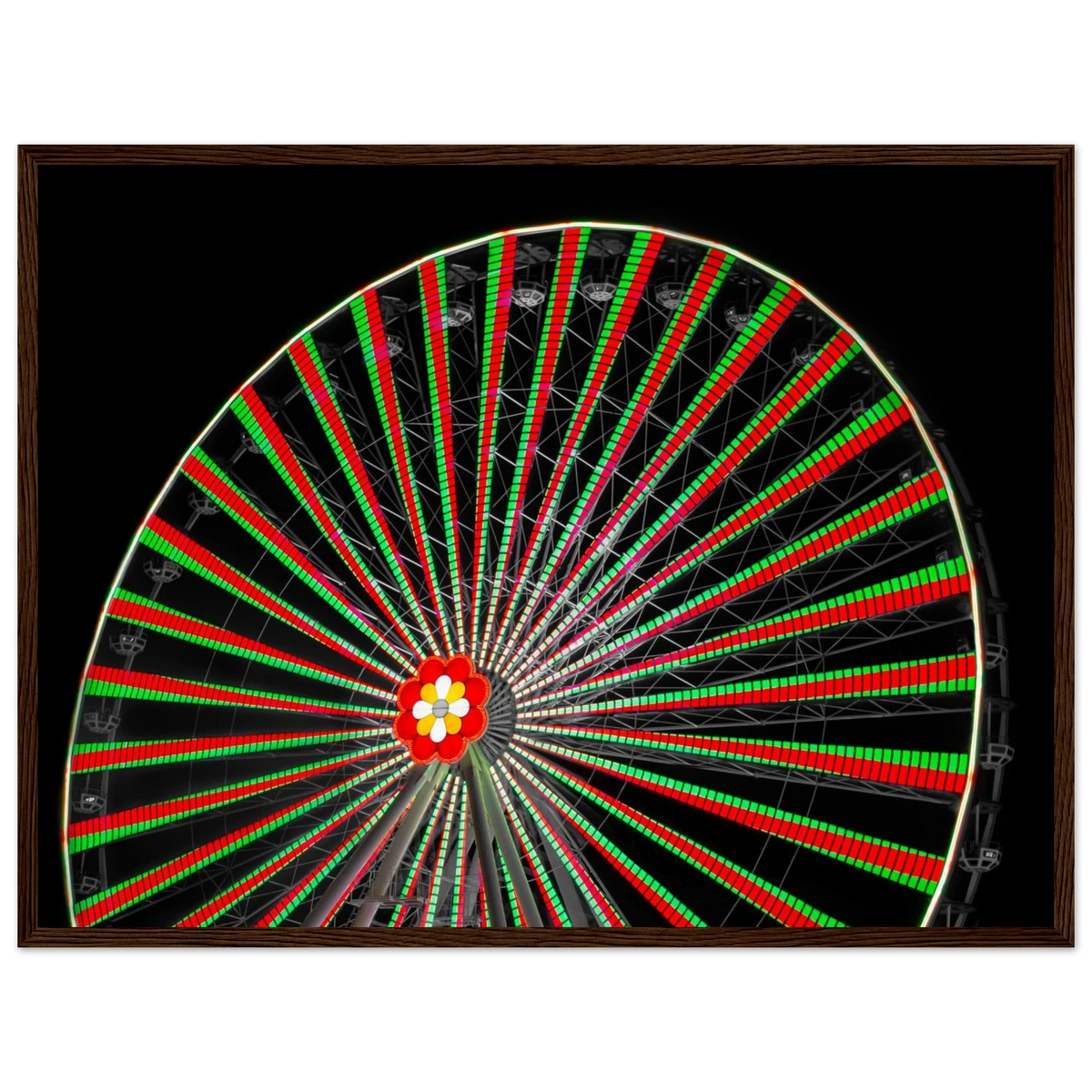 Circle of Joy – Vienna Ferris wheel night lights photography photo print in a wooden frame