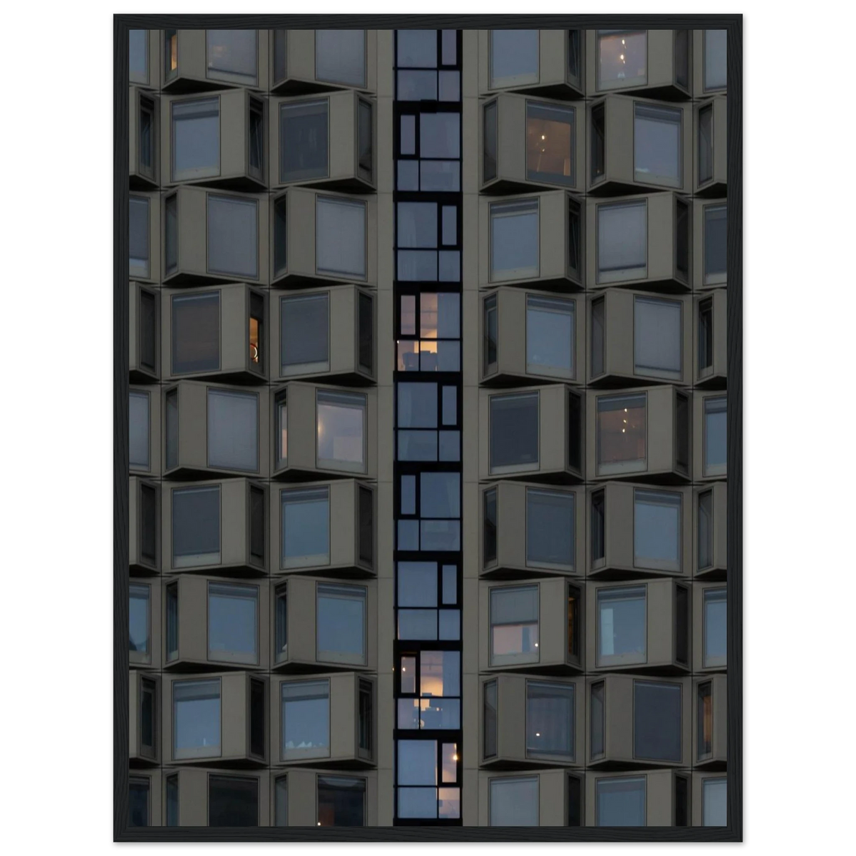 Crystal View – glass facade architecture photography photo print in a wooden frame