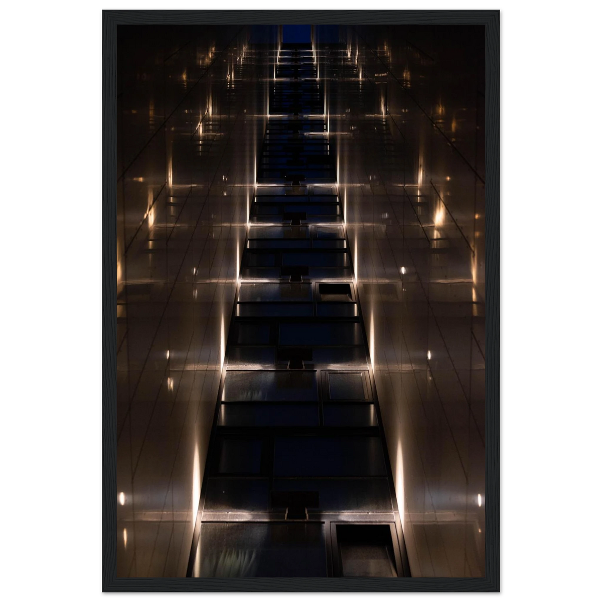 Gateway to… – skyscraper canyon architecture photography photo print in a wooden frame