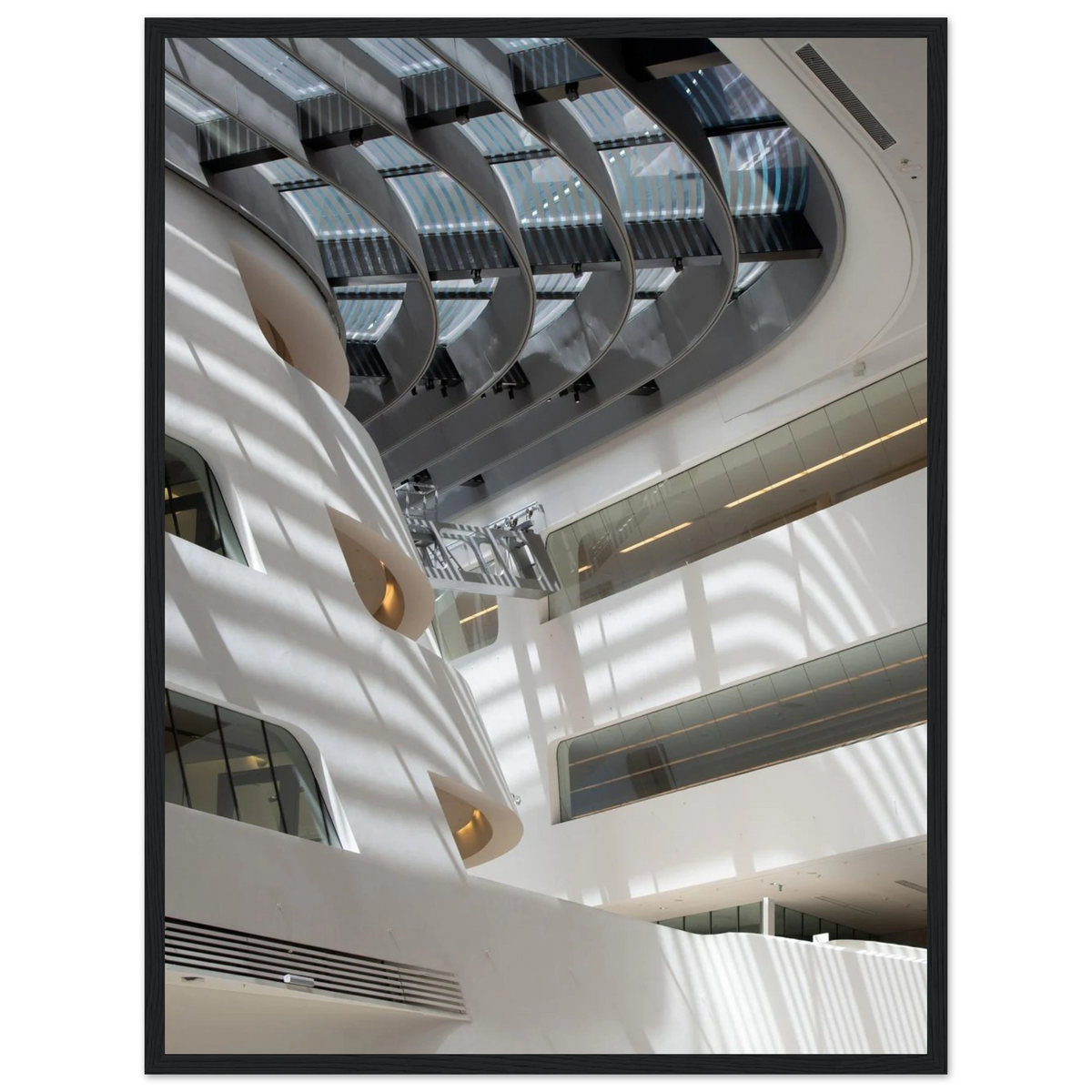 Library of WU Interior – Vienna WU library interior photography photo print in a wooden frame