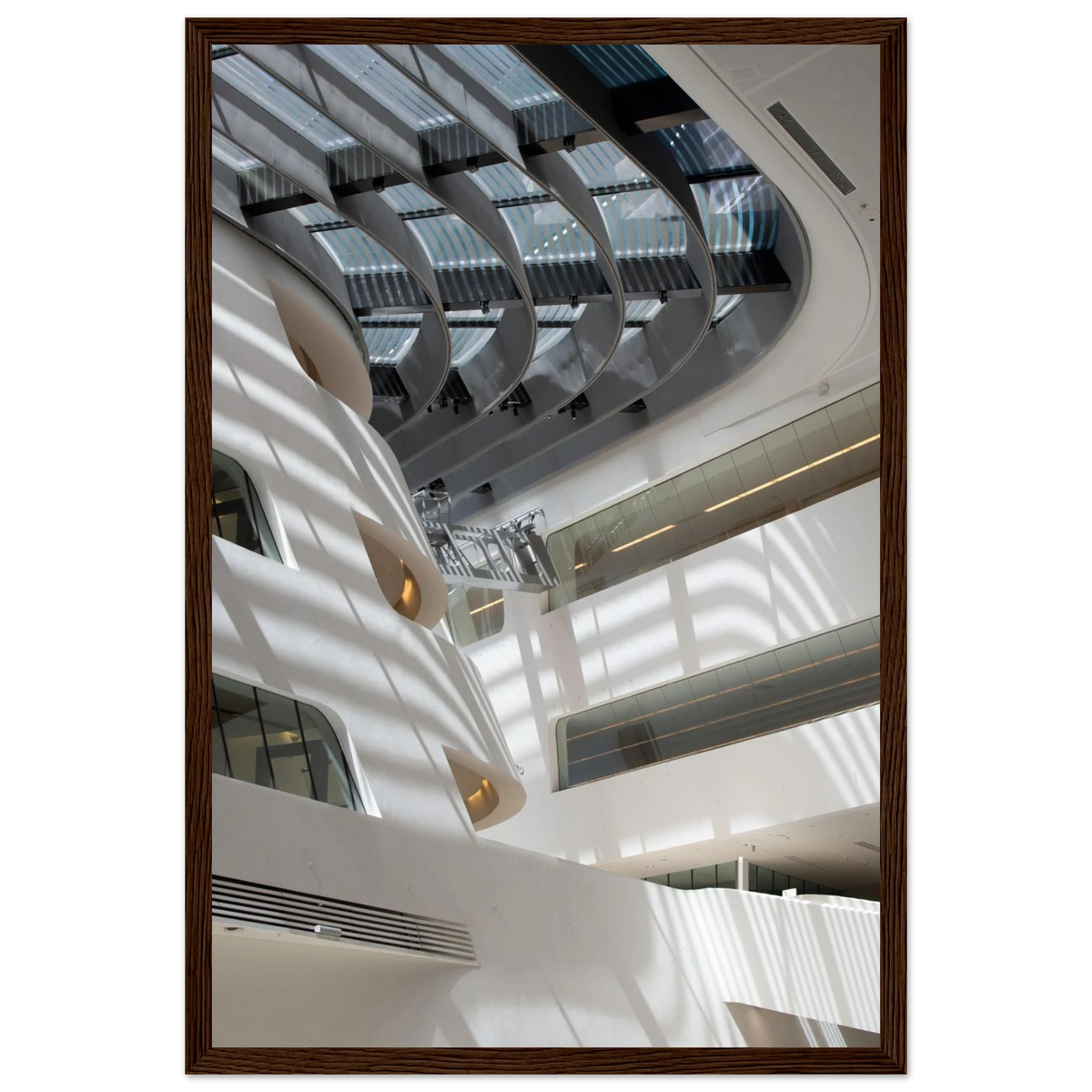 Library of WU Interior – Vienna WU library interior photography photo print in a wooden frame