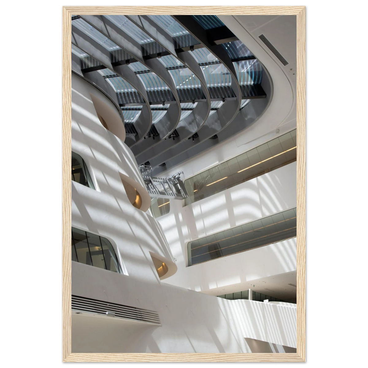 Library of WU Interior – Vienna WU library interior photography photo print in a wooden frame