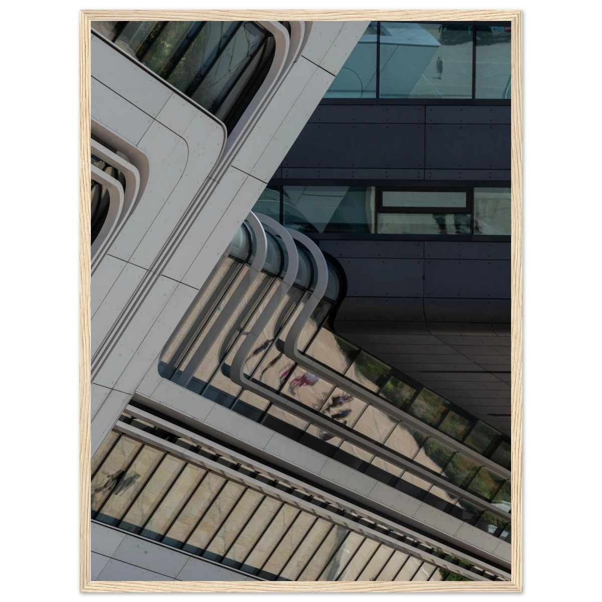 Library of WU – modern Vienna architecture photography photo print in a wooden frame