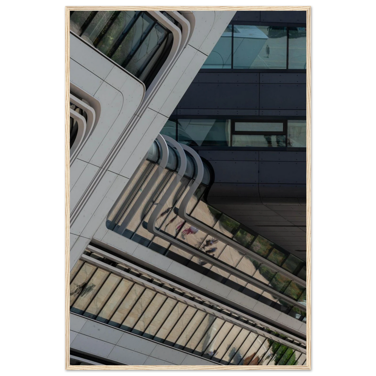 Library of WU – modern Vienna architecture photography photo print in a wooden frame