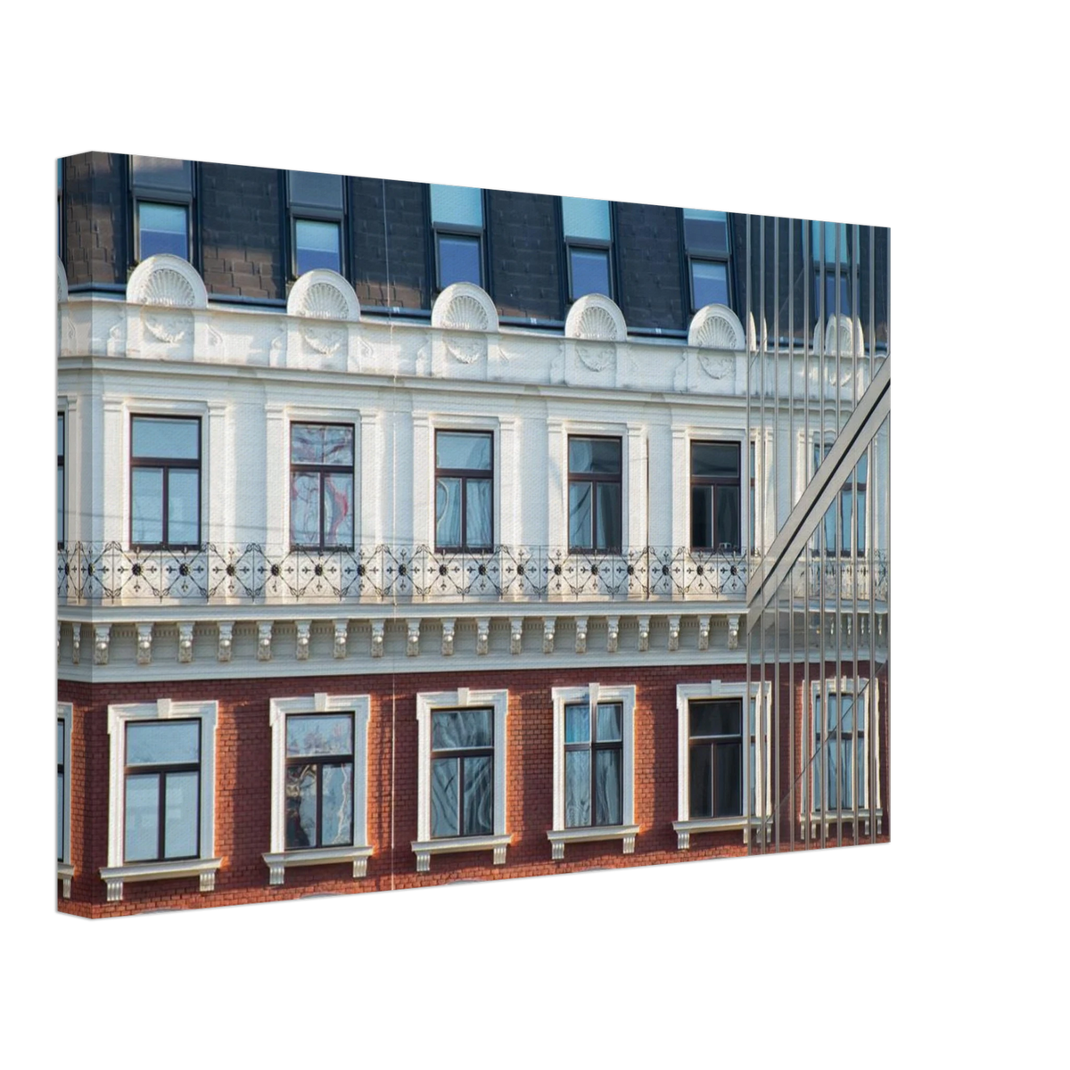 Modern Houseblock – historic European facade architecture photography canvas print