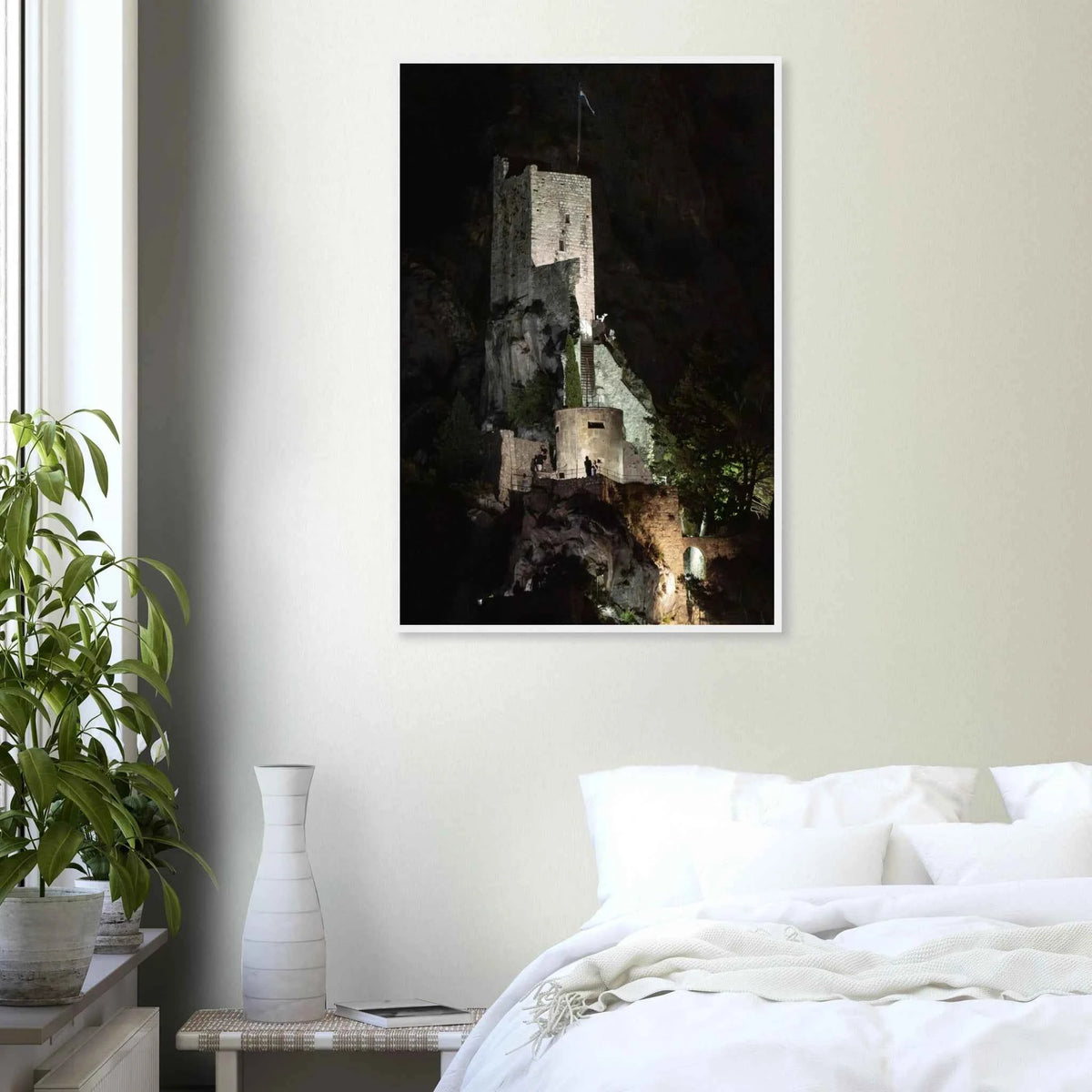 Shadow Keep ancient stone bastion photography wall art in a bedroom