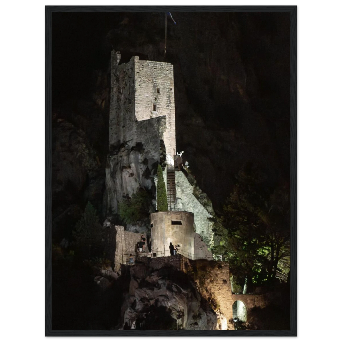 Shadow Keep – ancient stone bastion photography photo print in a wooden frame