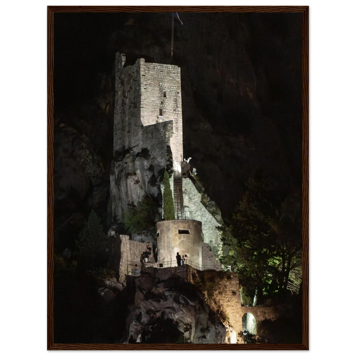 Shadow Keep – ancient stone bastion photography photo print in a wooden frame