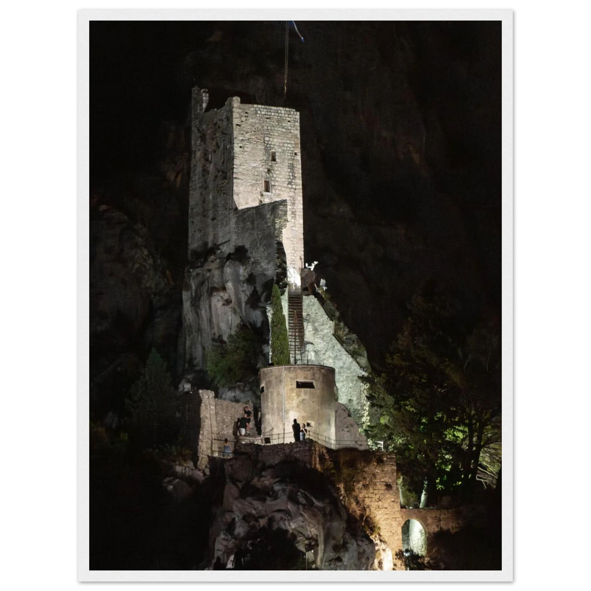 Shadow Keep – ancient stone bastion photography photo print in a wooden frame
