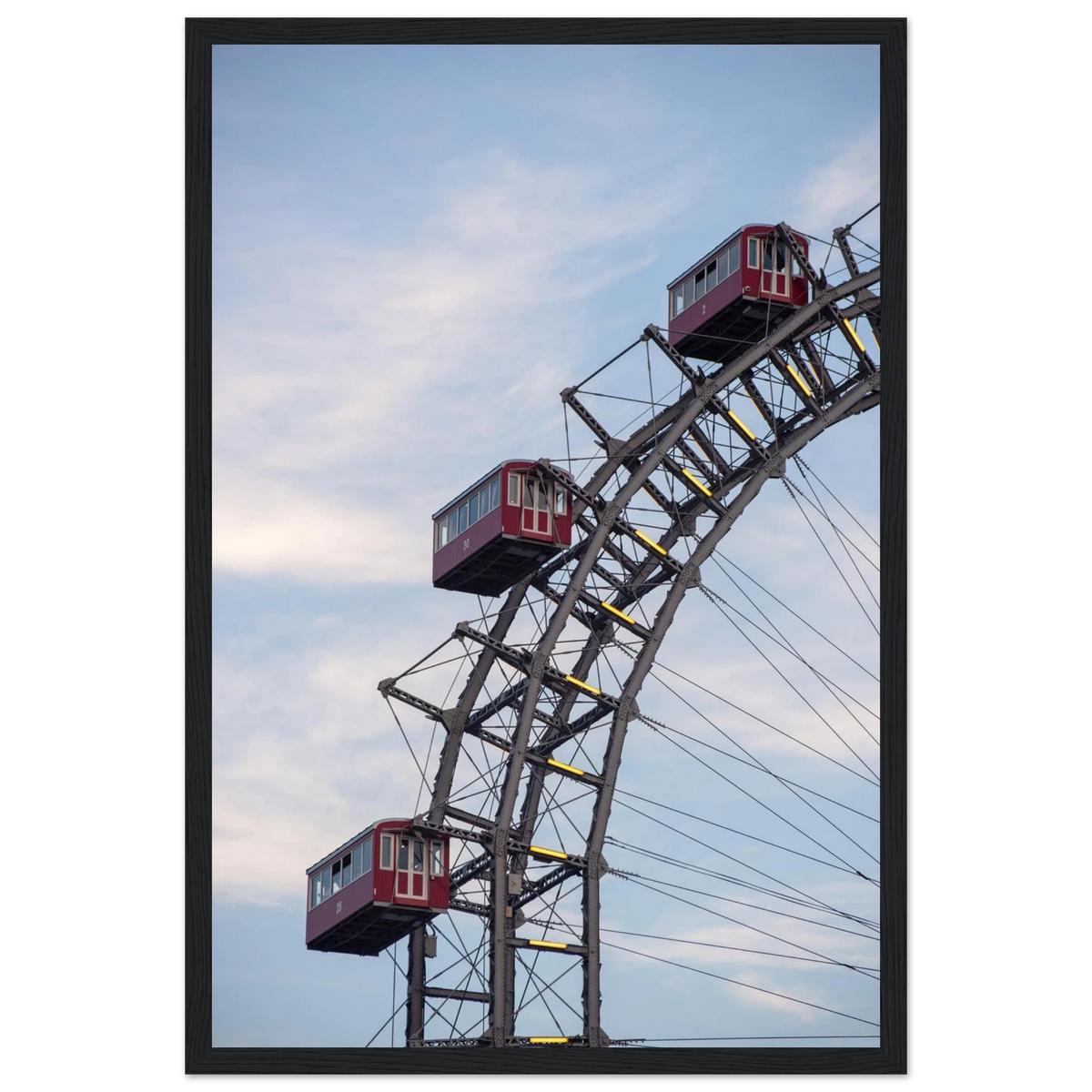 Vintage Wheel – Vienna Giant Ferris Wheel close-up photography photo print in a wooden frame