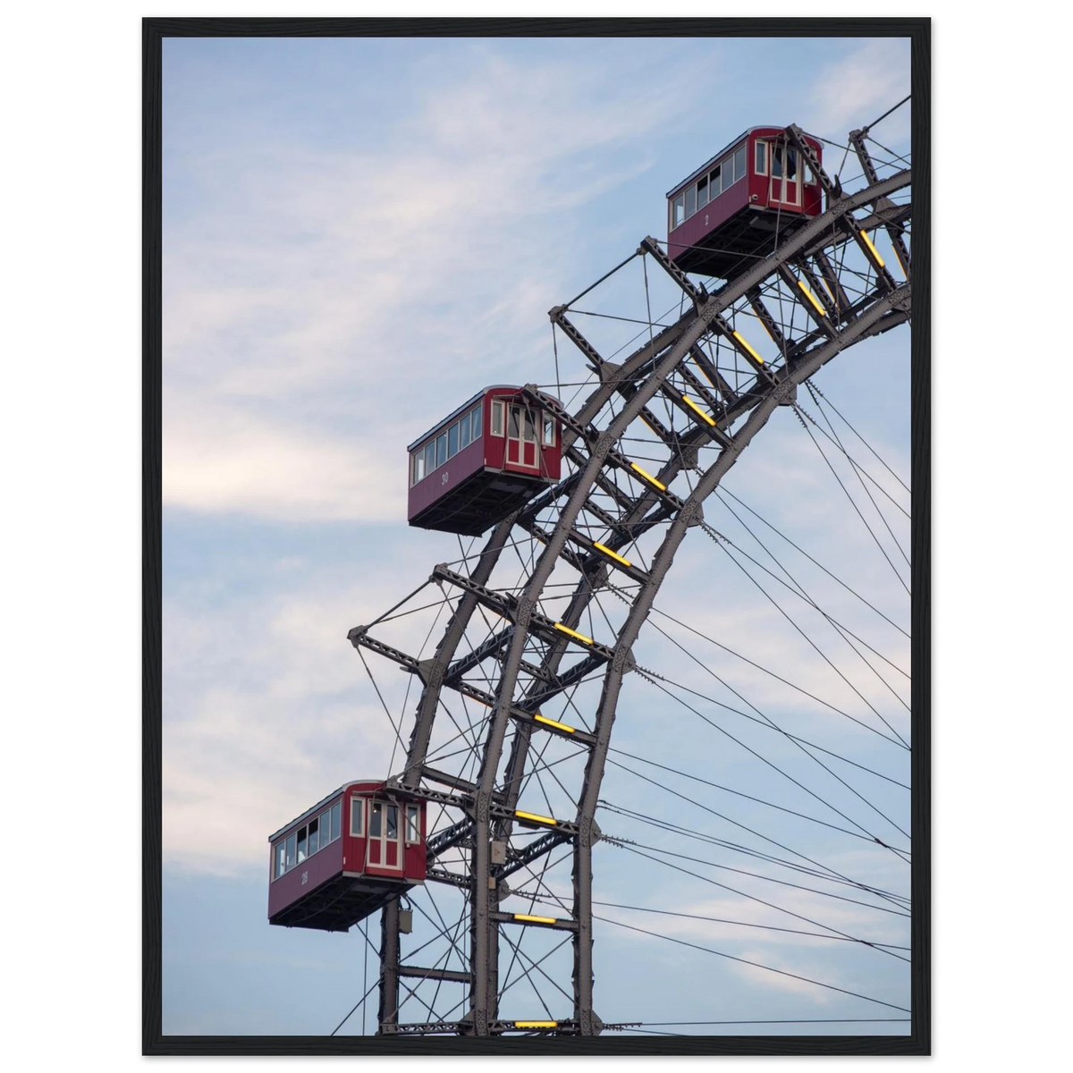 Vintage Wheel – Vienna Giant Ferris Wheel close-up photography photo print in a wooden frame