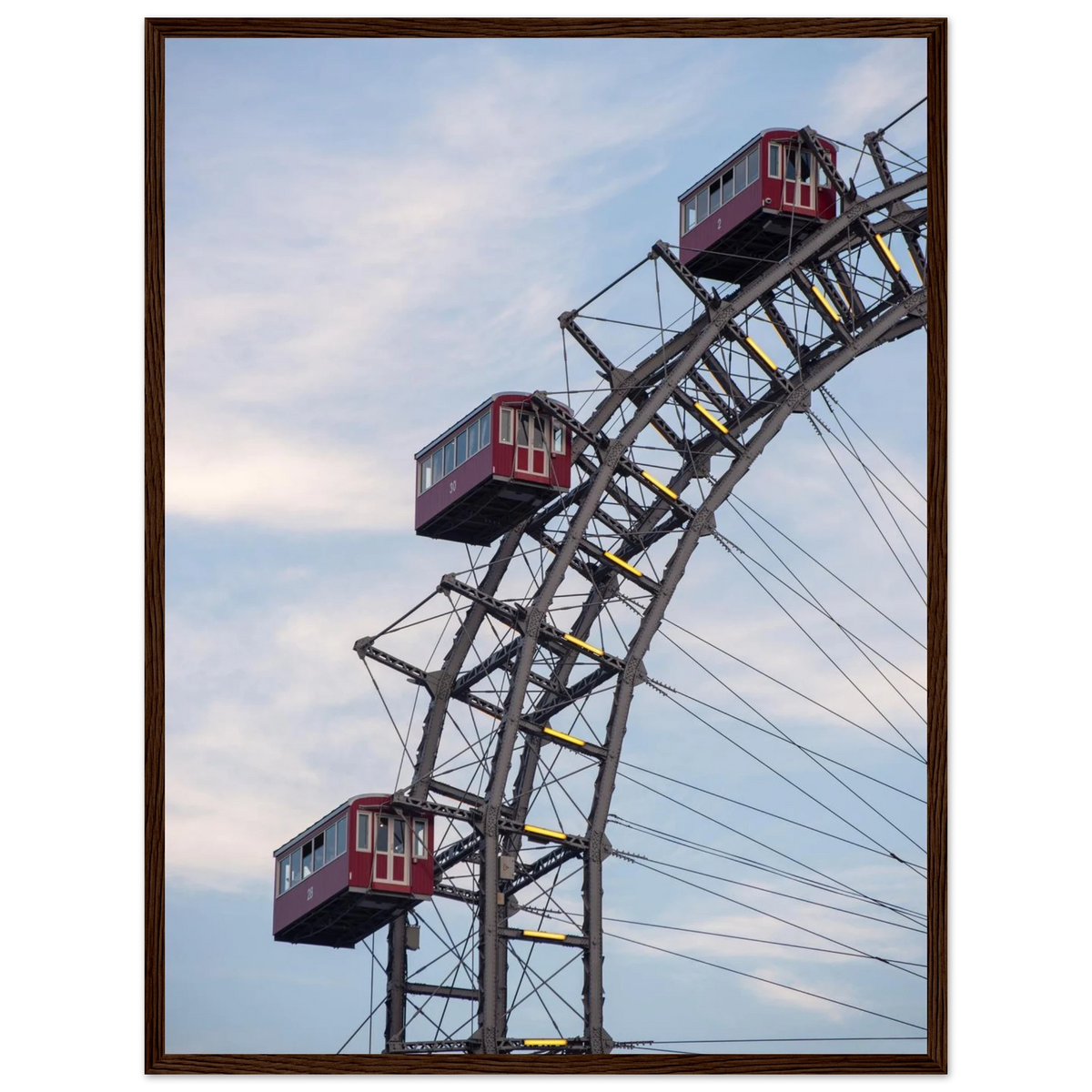 Vintage Wheel – Vienna Giant Ferris Wheel close-up photography photo print in a wooden frame