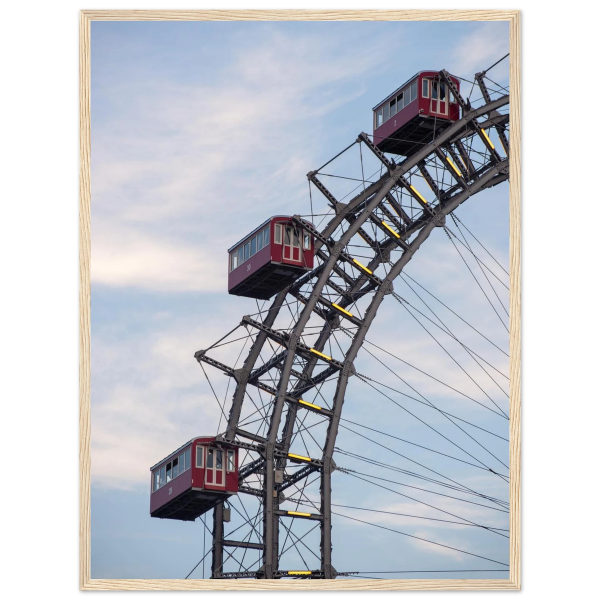 Vintage Wheel – Vienna Giant Ferris Wheel close-up photography photo print in a wooden frame