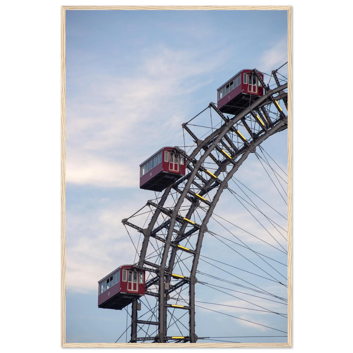 Vintage Wheel – Vienna Giant Ferris Wheel close-up photography photo print in a wooden frame