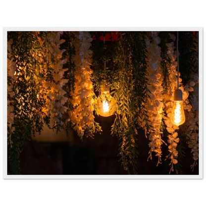 Nature wooden framed wall art with featuring fairy lights and spring flowers