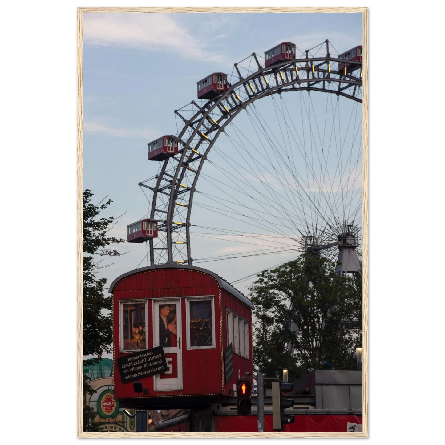 Historic Prater Ferris Wheel (Wiener Riesenrad) in Vienna, Austria, one of the oldest and most famous Ferris wheels in the world on wooden framed wall art