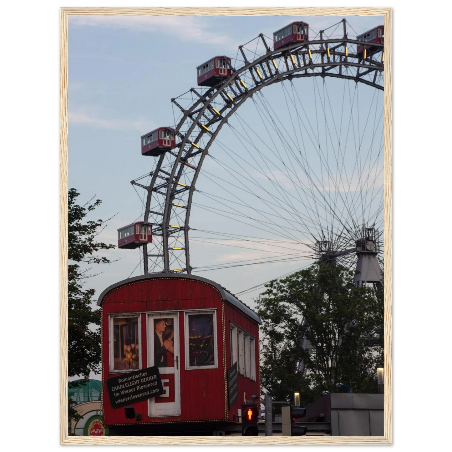 Historic Prater Ferris Wheel (Wiener Riesenrad) in Vienna, Austria, one of the oldest and most famous Ferris wheels in the world on wooden framed wall art
