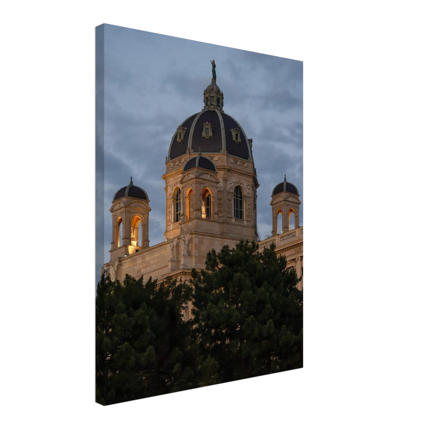 Exterior view of the Kunsthistorisches Museum on Canvas Print wall art in Vienna, Austria, a grand historic art history museum building