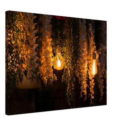 Nature canvas print wall art with featuring fairy lights and spring flowers