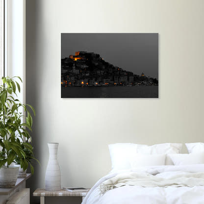 Spotlights – Šibenik Croatia evening cityscape photography canvas print