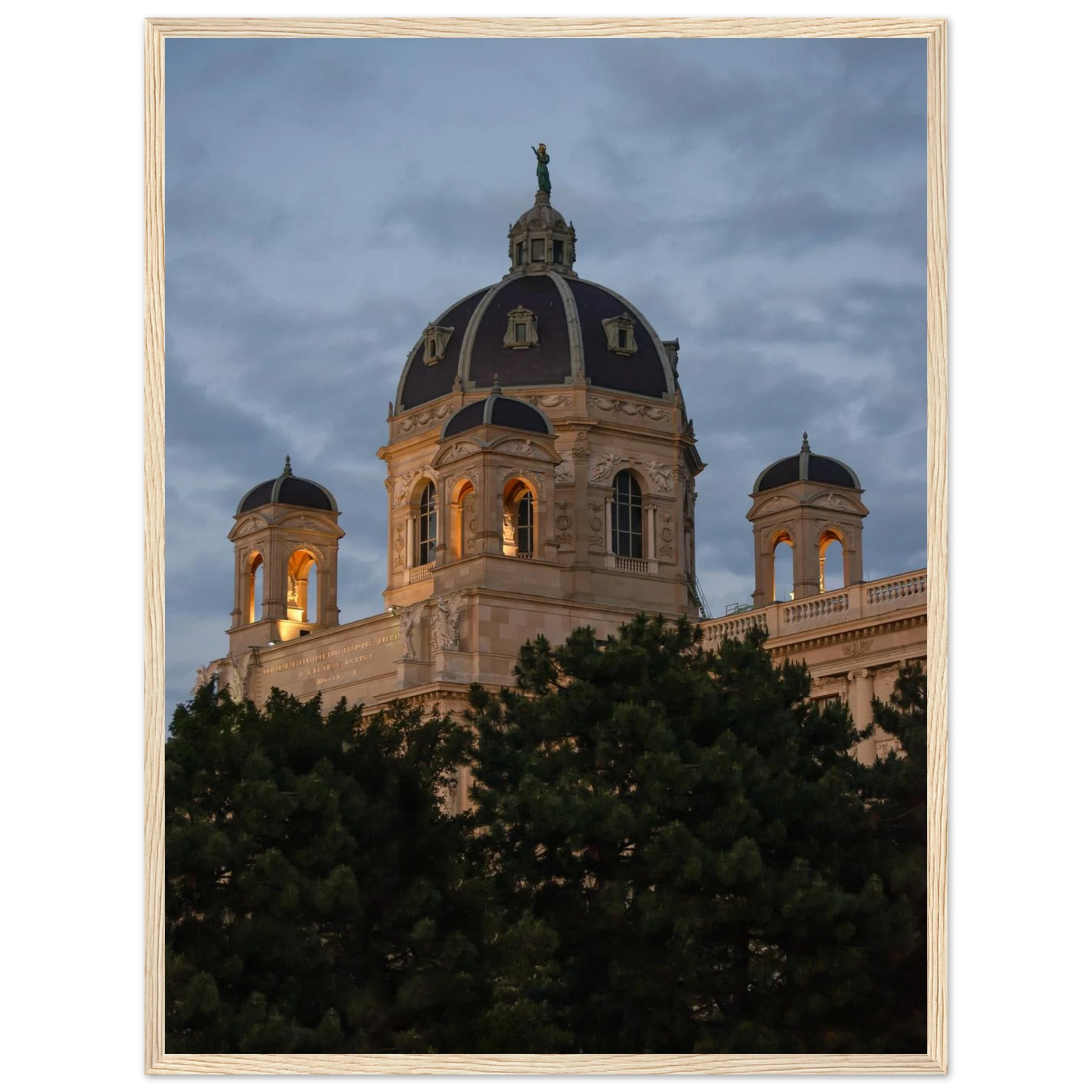 Exterior view of the Kunsthistorisches Museum on wooden frame wall art in Vienna, Austria, a grand historic art history museum building