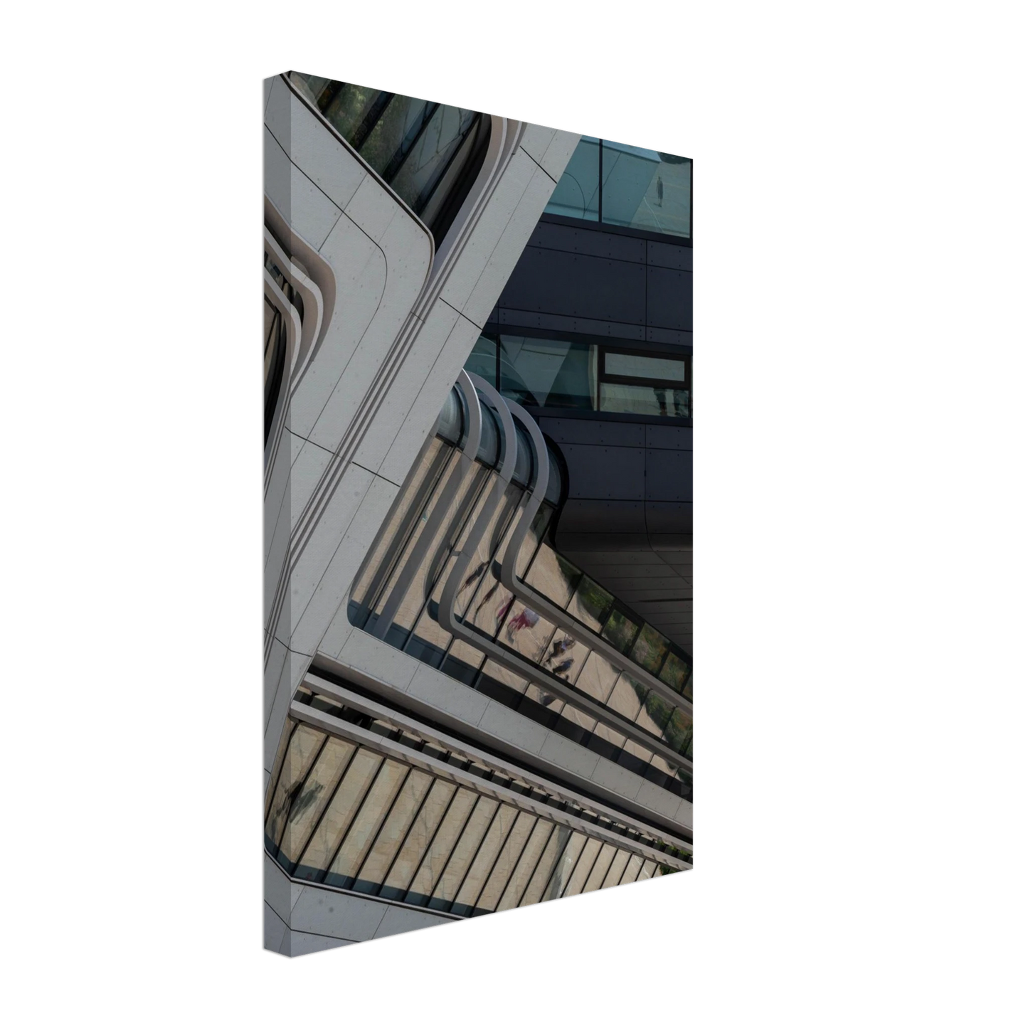 Exterior view of the Library of WU (Vienna University of Economics and Business) with modern angular glass and steel architecture on Canvas print wall art