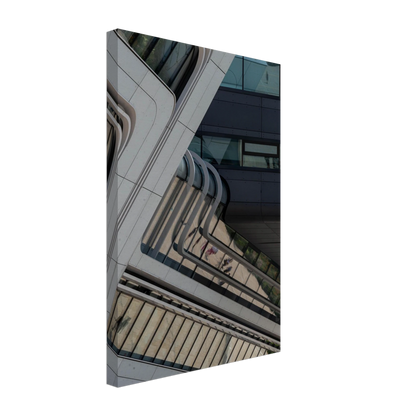 Exterior view of the Library of WU (Vienna University of Economics and Business) with modern angular glass and steel architecture on Canvas print wall art