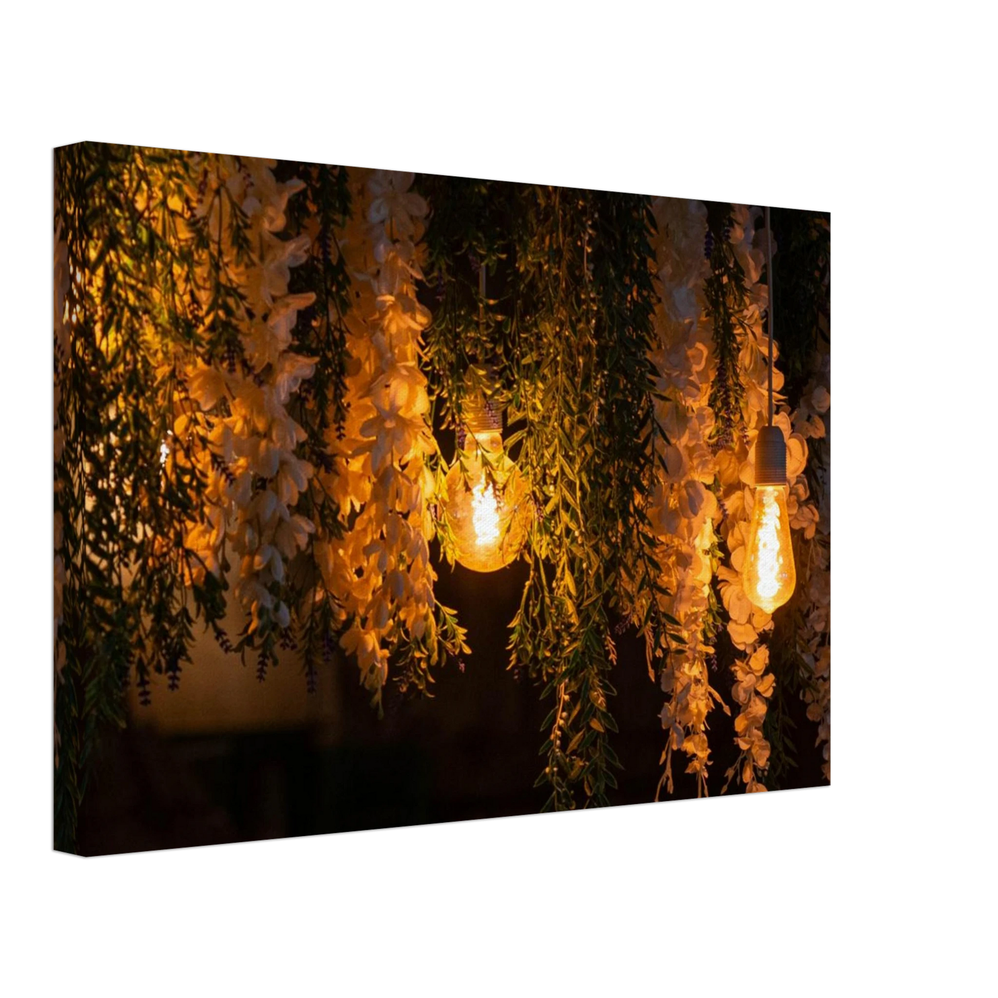 Nature canvas print wall art with featuring fairy lights and spring flowers