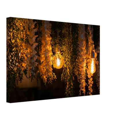 Nature canvas print wall art with featuring fairy lights and spring flowers