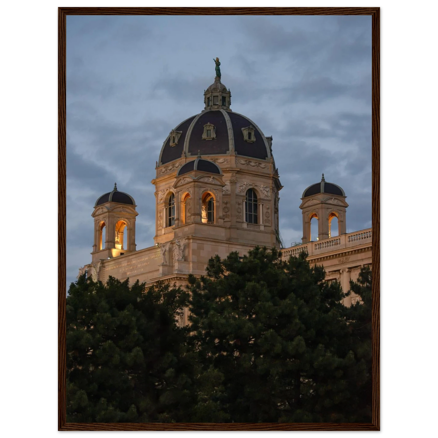 Exterior view of the Kunsthistorisches Museum on wooden frame wall art in Vienna, Austria, a grand historic art history museum building