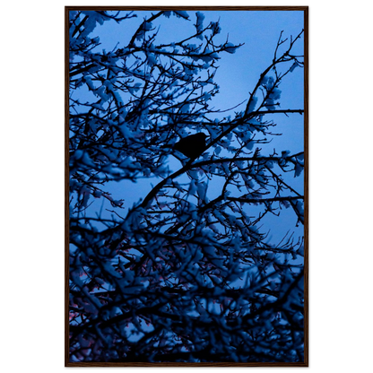 Blue Bird – kék madár faágon fakeretes fotónyomat