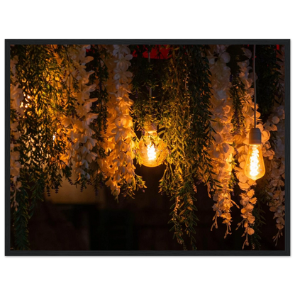 Nature wooden framed wall art with featuring fairy lights and spring flowers