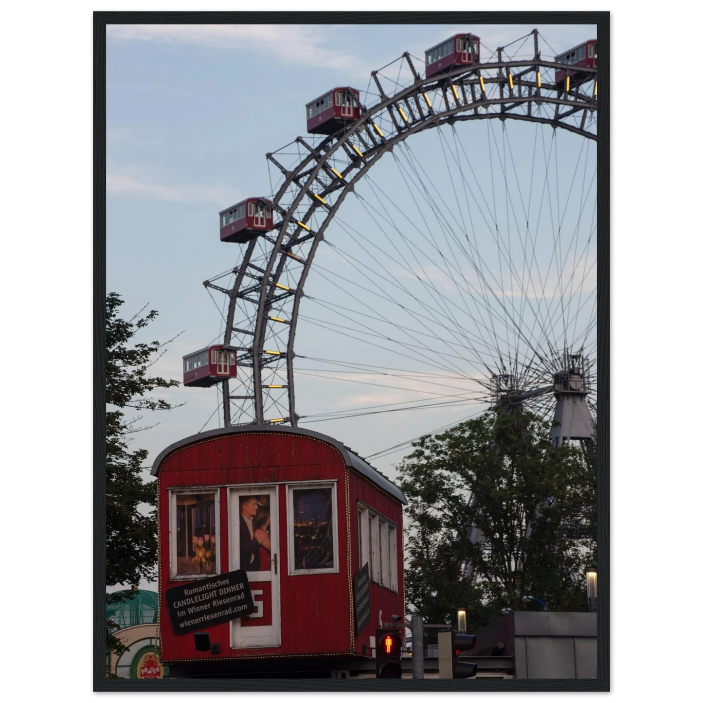Historic Prater Ferris Wheel (Wiener Riesenrad) in Vienna, Austria, one of the oldest and most famous Ferris wheels in the world on wooden framed wall art