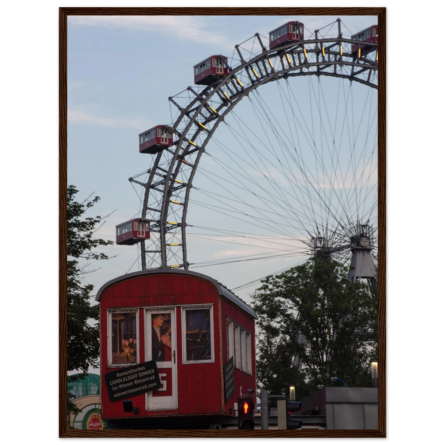 Historic Prater Ferris Wheel (Wiener Riesenrad) in Vienna, Austria, one of the oldest and most famous Ferris wheels in the world on wooden framed wall art