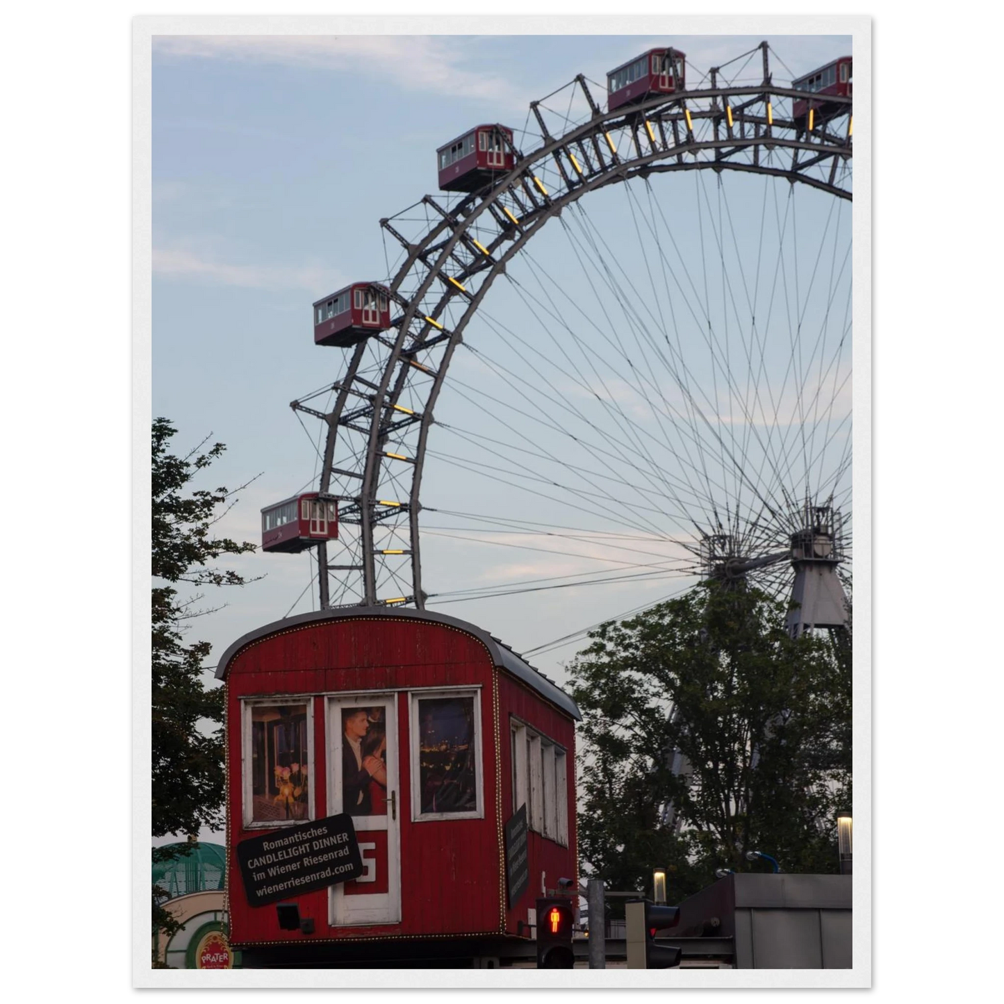 Historic Prater Ferris Wheel (Wiener Riesenrad) in Vienna, Austria, one of the oldest and most famous Ferris wheels in the world on wooden framed wall art