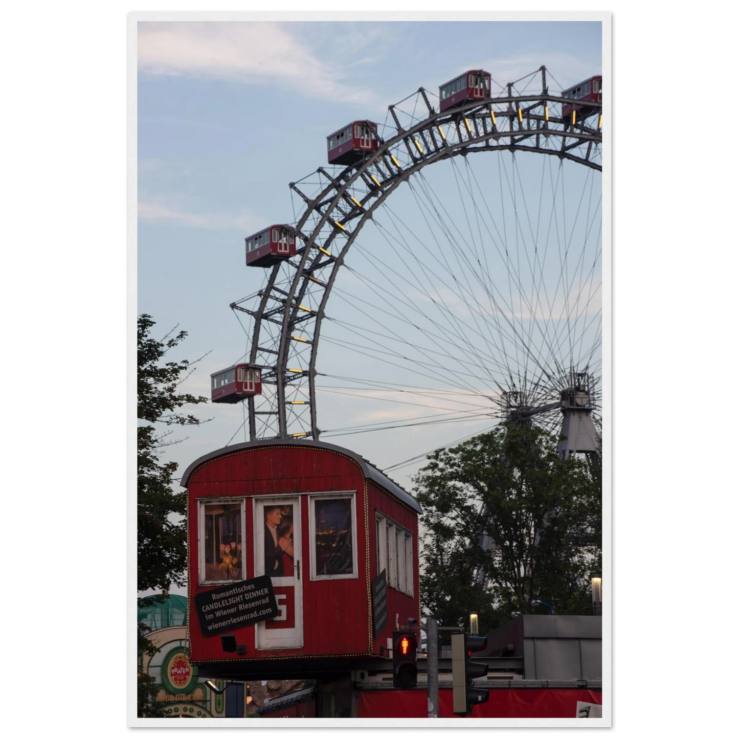 Historic Prater Ferris Wheel (Wiener Riesenrad) in Vienna, Austria, one of the oldest and most famous Ferris wheels in the world on wooden framed wall art