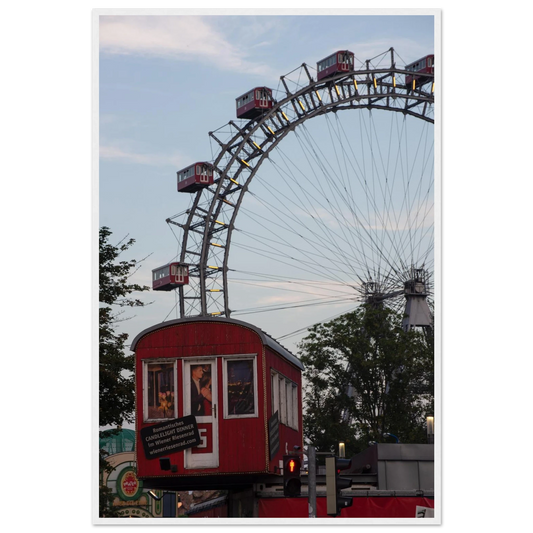 Historic Prater Ferris Wheel (Wiener Riesenrad) in Vienna, Austria, one of the oldest and most famous Ferris wheels in the world on wooden framed wall art