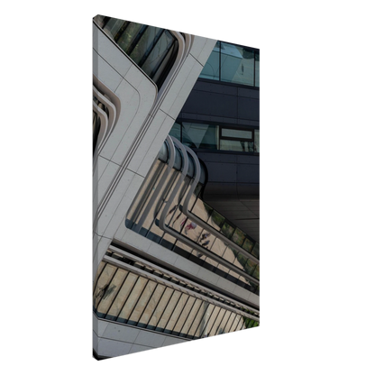 Exterior view of the Library of WU (Vienna University of Economics and Business) with modern angular glass and steel architecture on Canvas print wall art