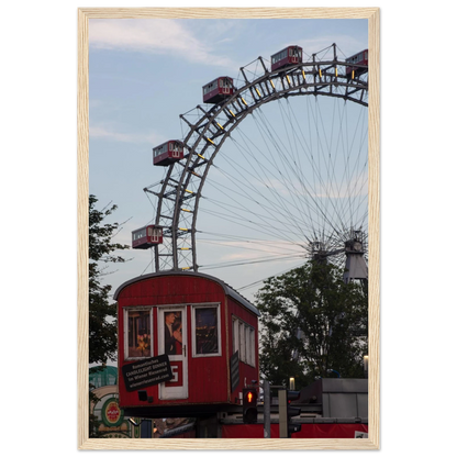 Historic Prater Ferris Wheel (Wiener Riesenrad) in Vienna, Austria, one of the oldest and most famous Ferris wheels in the world on wooden framed wall art