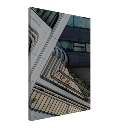 Exterior view of the Library of WU (Vienna University of Economics and Business) with modern angular glass and steel architecture on Canvas print wall art