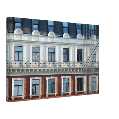 Canvas print wall art Historic European-style Modern Houseblock building facade with multiple windows and elegant architectural details