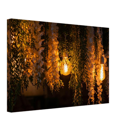 Nature canvas print wall art with featuring fairy lights and spring flowers