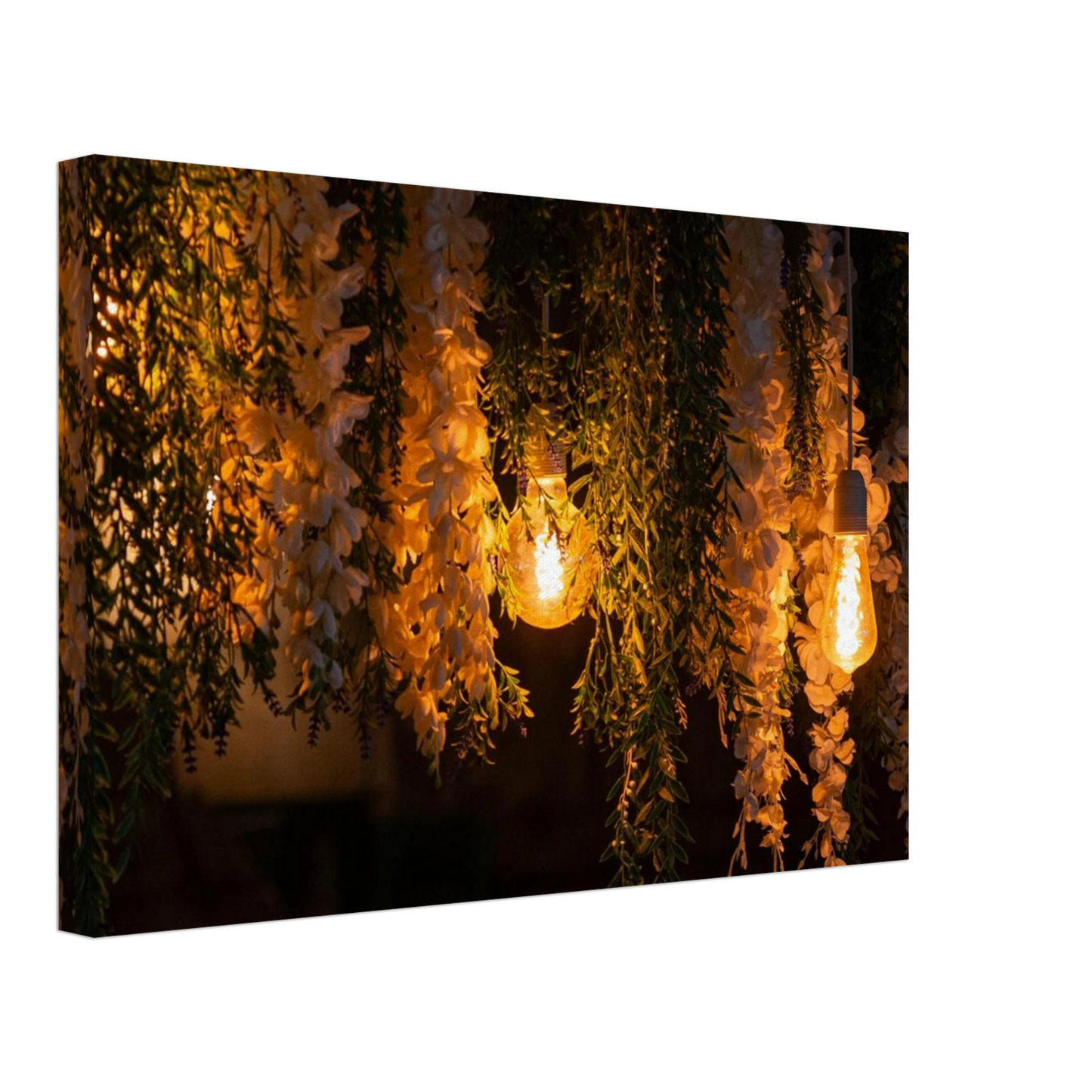 Nature canvas print wall art with featuring fairy lights and spring flowers