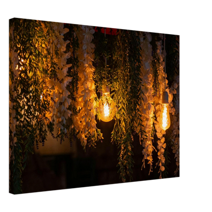 Nature canvas print wall art with featuring fairy lights and spring flowers
