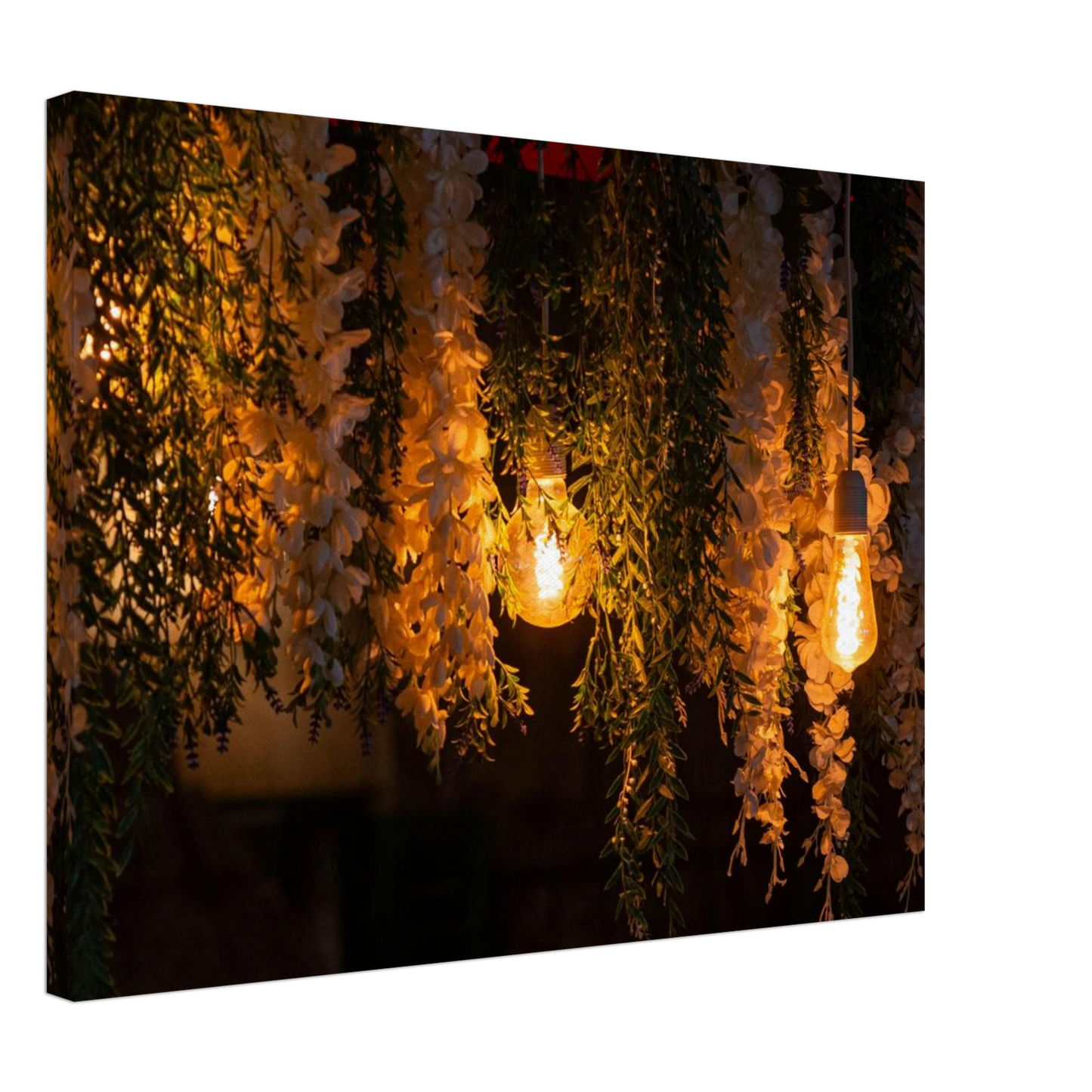 Nature canvas print wall art with featuring fairy lights and spring flowers