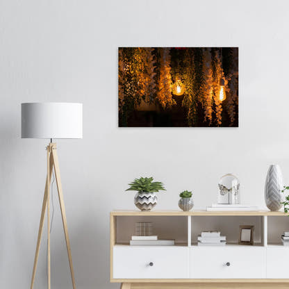 Nature canvas print wall art with featuring fairy lights and spring flowers on the wall in the Livingroom