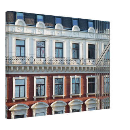 Canvas print wall art Historic European-style Modern Houseblock building facade with multiple windows and elegant architectural details