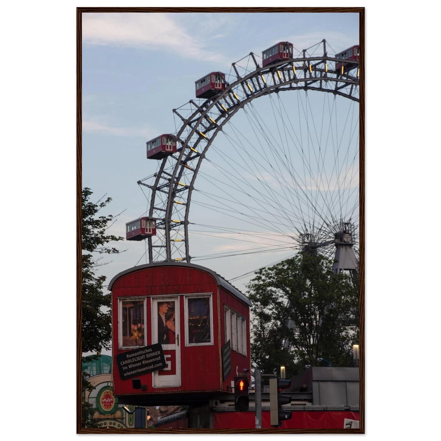 Historic Prater Ferris Wheel (Wiener Riesenrad) in Vienna, Austria, one of the oldest and most famous Ferris wheels in the world on wooden framed wall art
